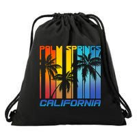 Cool Retro Palm Springs California  Drawstring Bag