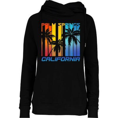 Cool Retro Palm Springs California  Womens Funnel Neck Pullover Hood