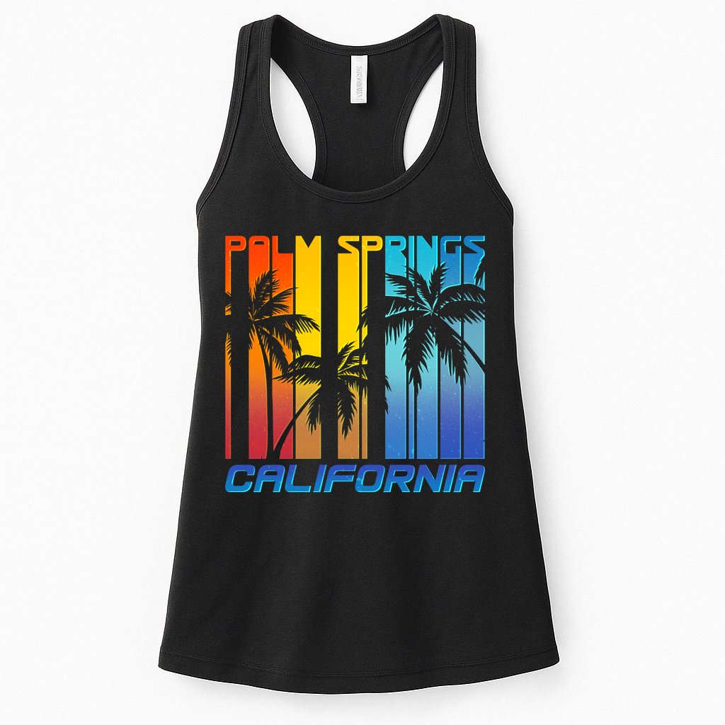 Cool Retro Palm Springs California  Womens Tank Top
