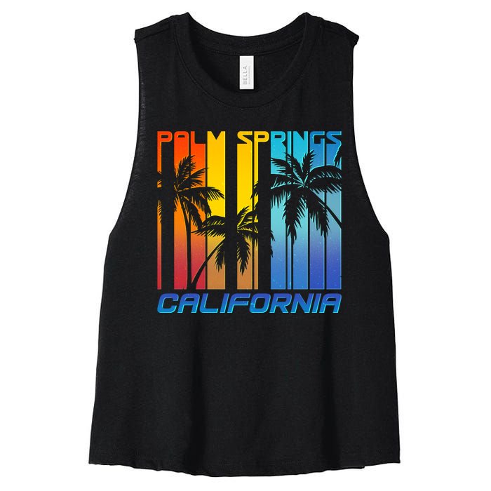 Cool Retro Palm Springs California  Women's Racerback Cropped Tank