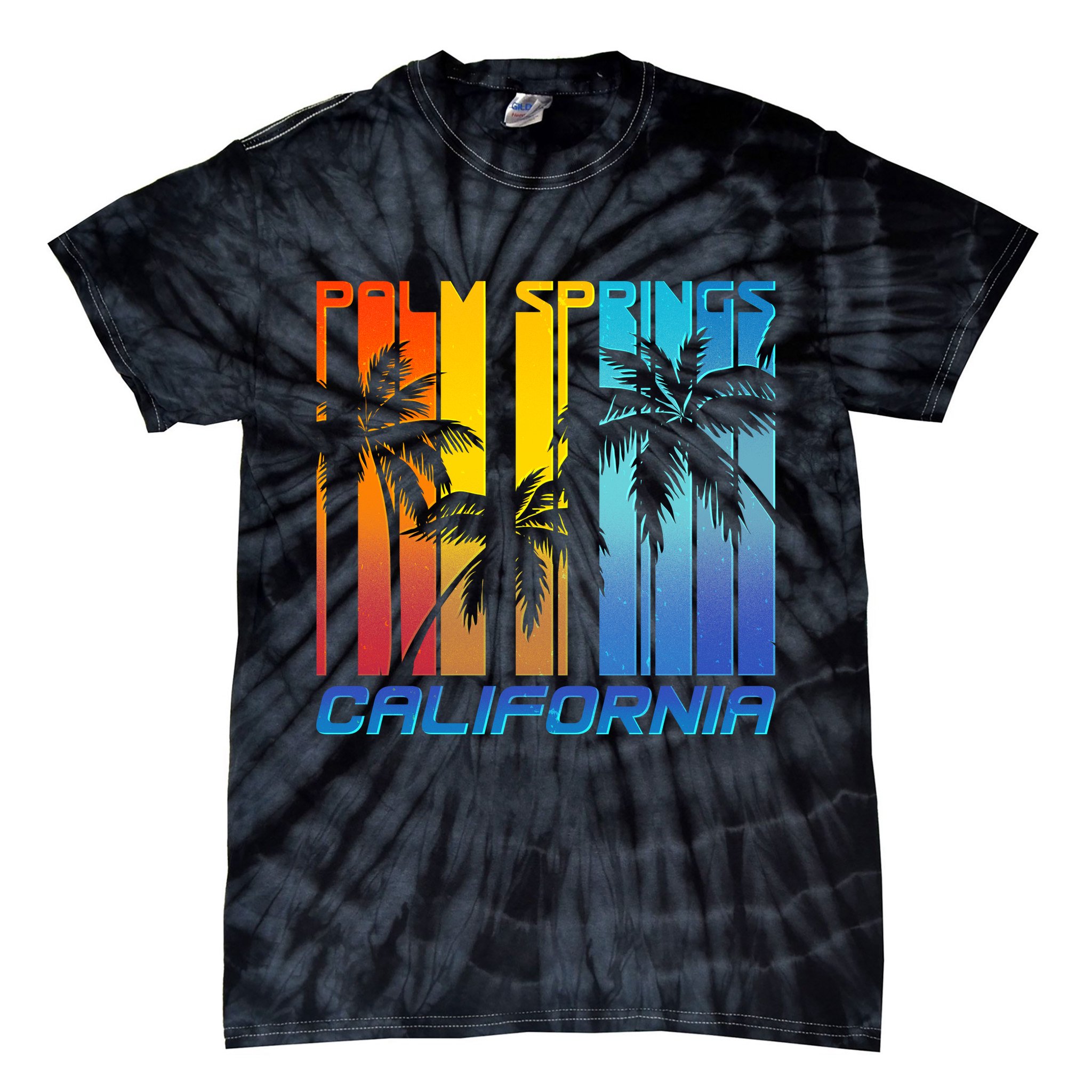 Cool Retro Palm Springs California  Tie-Dye T-Shirt