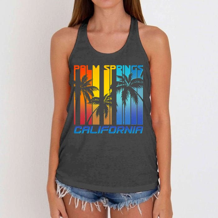 Cool Retro Palm Springs California  Women's Knotted Racerback Tank