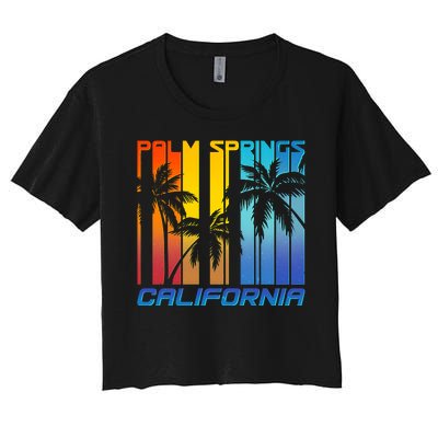 Cool Retro Palm Springs California  Women's Crop Top Tee