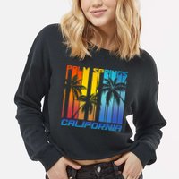 Cool Retro Palm Springs California  Cropped Pullover Crew