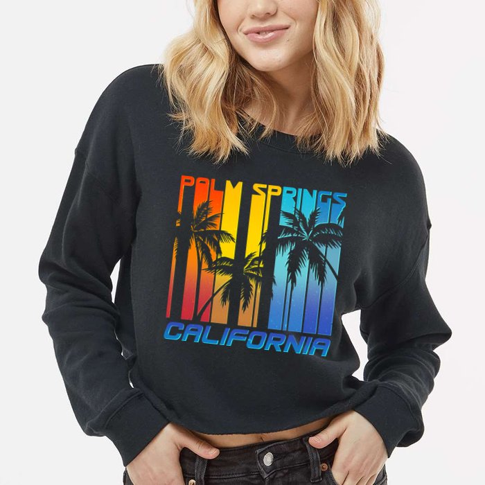 Cool Retro Palm Springs California  Cropped Pullover Crew