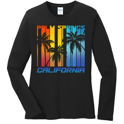 Cool Retro Palm Springs California  Ladies Long Sleeve Shirt