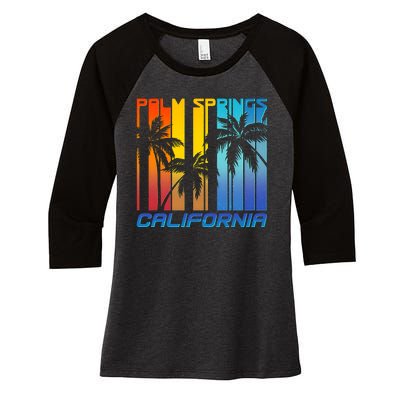 Cool Retro Palm Springs California  Women's Tri-Blend 3/4-Sleeve Raglan Shirt