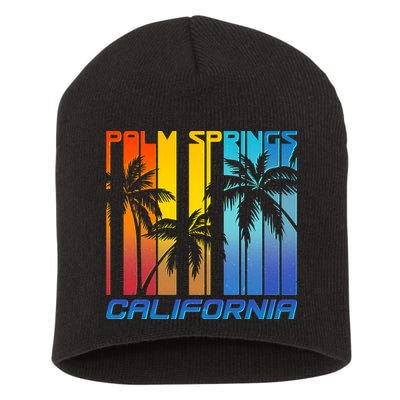Cool Retro Palm Springs California  Short Acrylic Beanie
