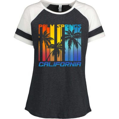 Cool Retro Palm Springs California  Enza Ladies Jersey Colorblock Tee