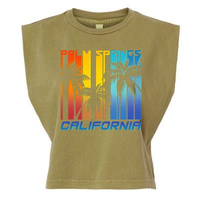 Cool Retro Palm Springs California  Garment-Dyed Women's Muscle Tee