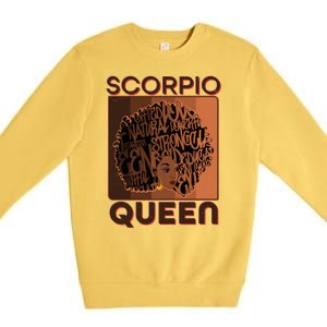 Cool Retro Scorpio Queen Afro Woman Premium Crewneck Sweatshirt