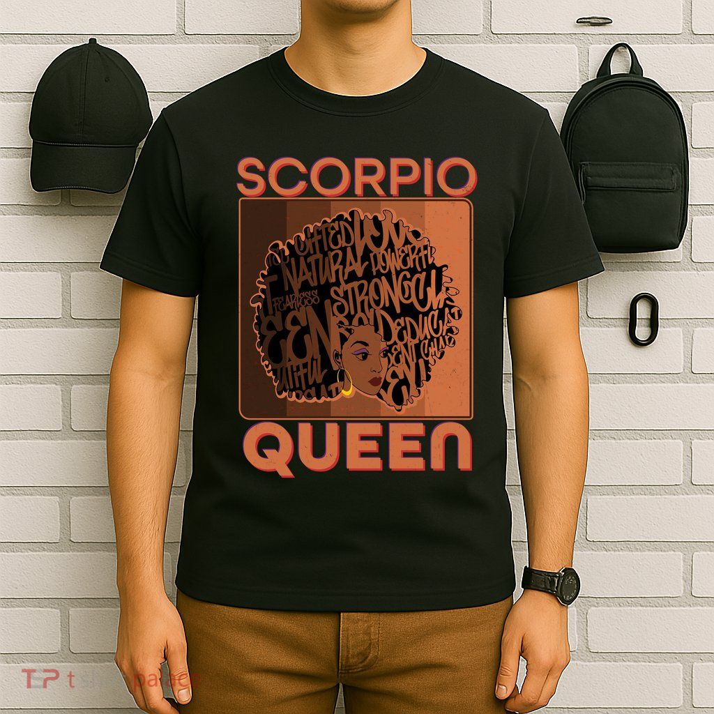 Cool Retro Scorpio Queen Afro Woman T-Shirt