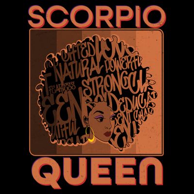 Cool Retro Scorpio Queen Afro Woman T-Shirt