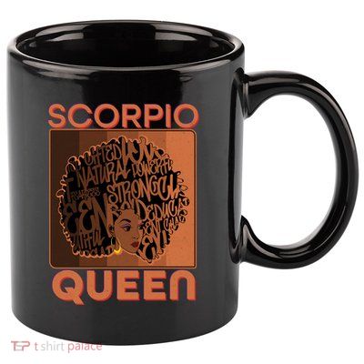 Cool Retro Scorpio Queen Afro Woman 11oz C Handle Ceramic Mug
