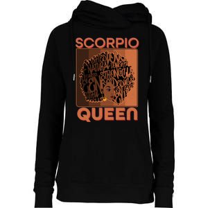 Cool Retro Scorpio Queen Afro Woman Womens Funnel Neck Pullover Hood