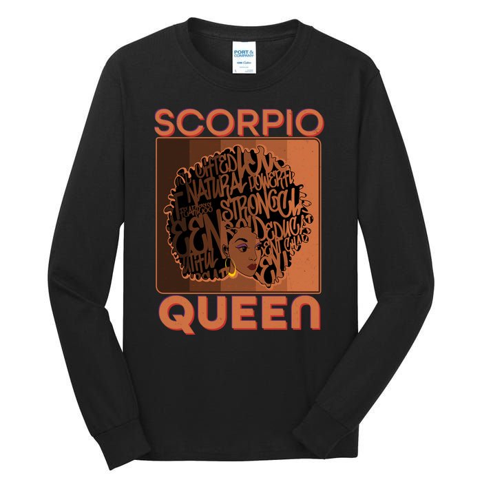 Cool Retro Scorpio Queen Afro Woman Tall Long Sleeve T-Shirt