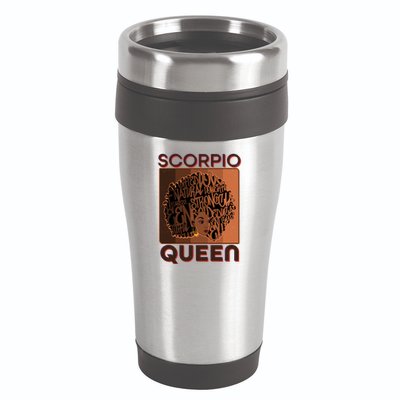 Cool Retro Scorpio Queen Afro Woman 16oz Travel Tumbler