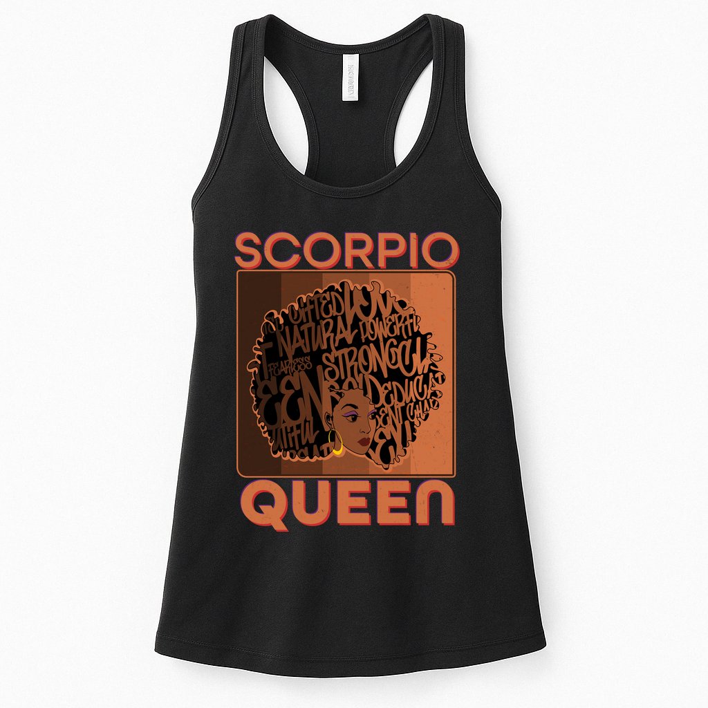 Cool Retro Scorpio Queen Afro Woman Womens Tank Top