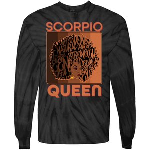 Cool Retro Scorpio Queen Afro Woman Tie-Dye Long Sleeve Shirt