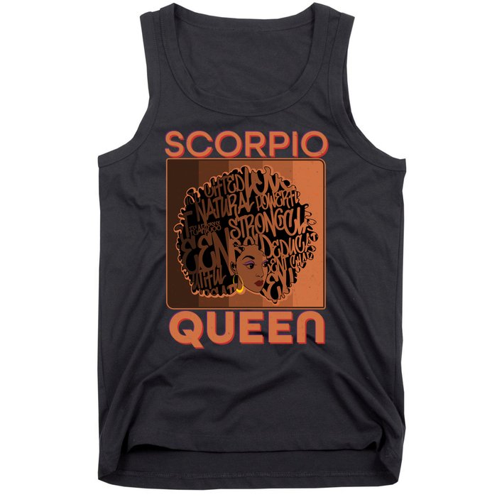 Cool Retro Scorpio Queen Afro Woman Tank Top