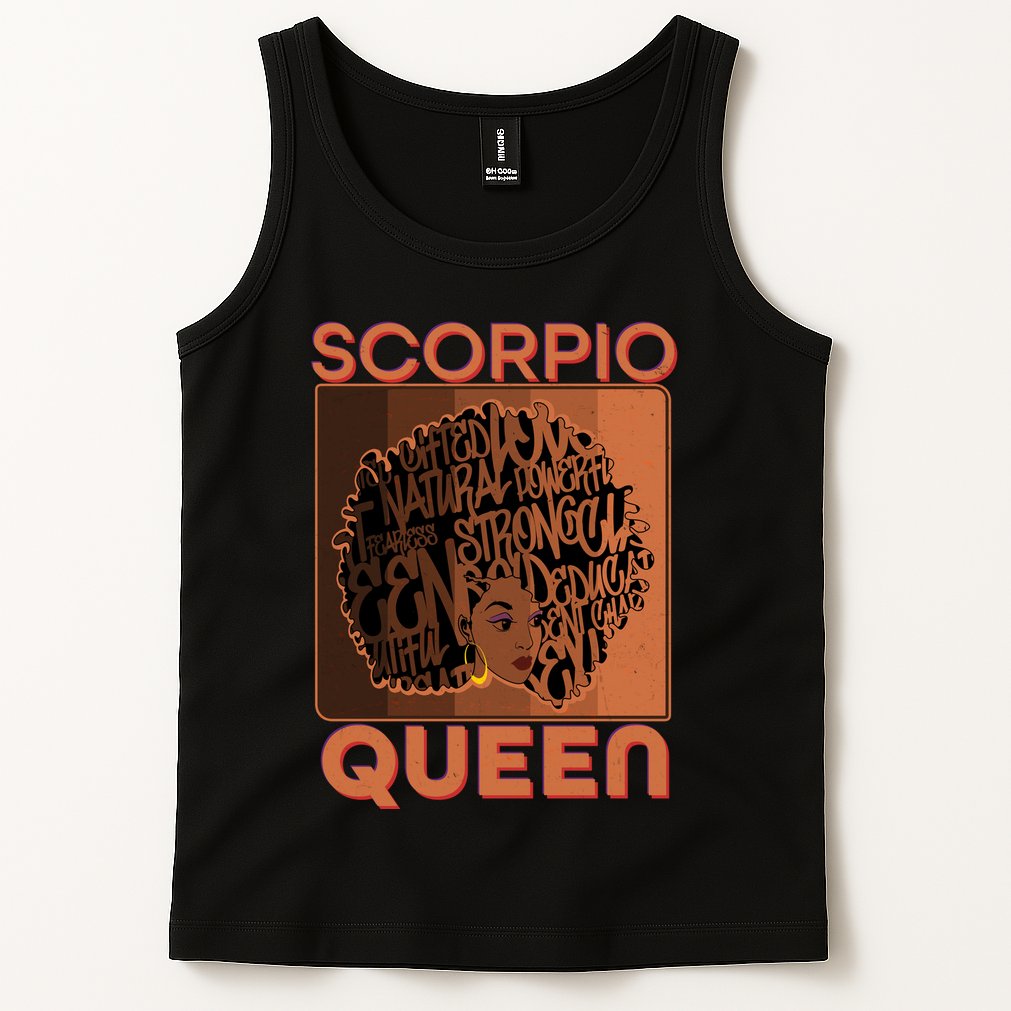 Cool Retro Scorpio Queen Afro Woman Tank Top