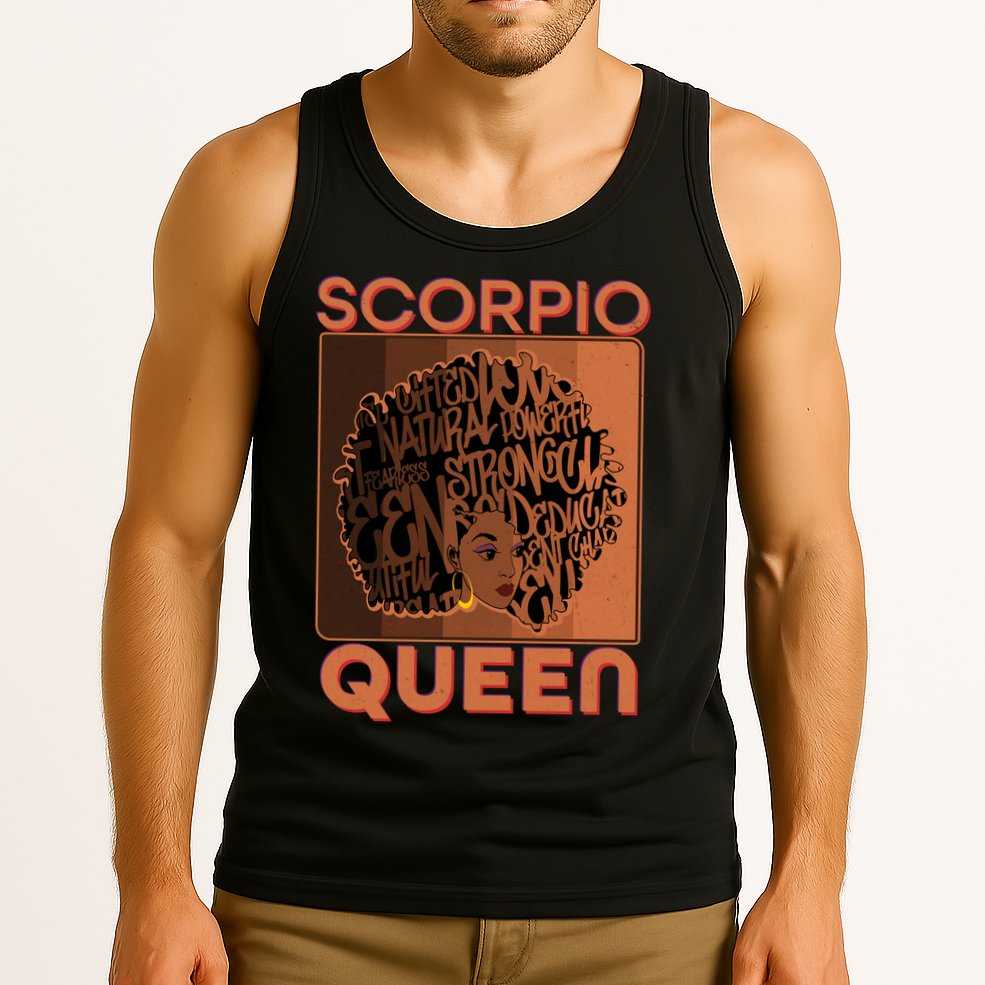 Cool Retro Scorpio Queen Afro Woman Tank Top