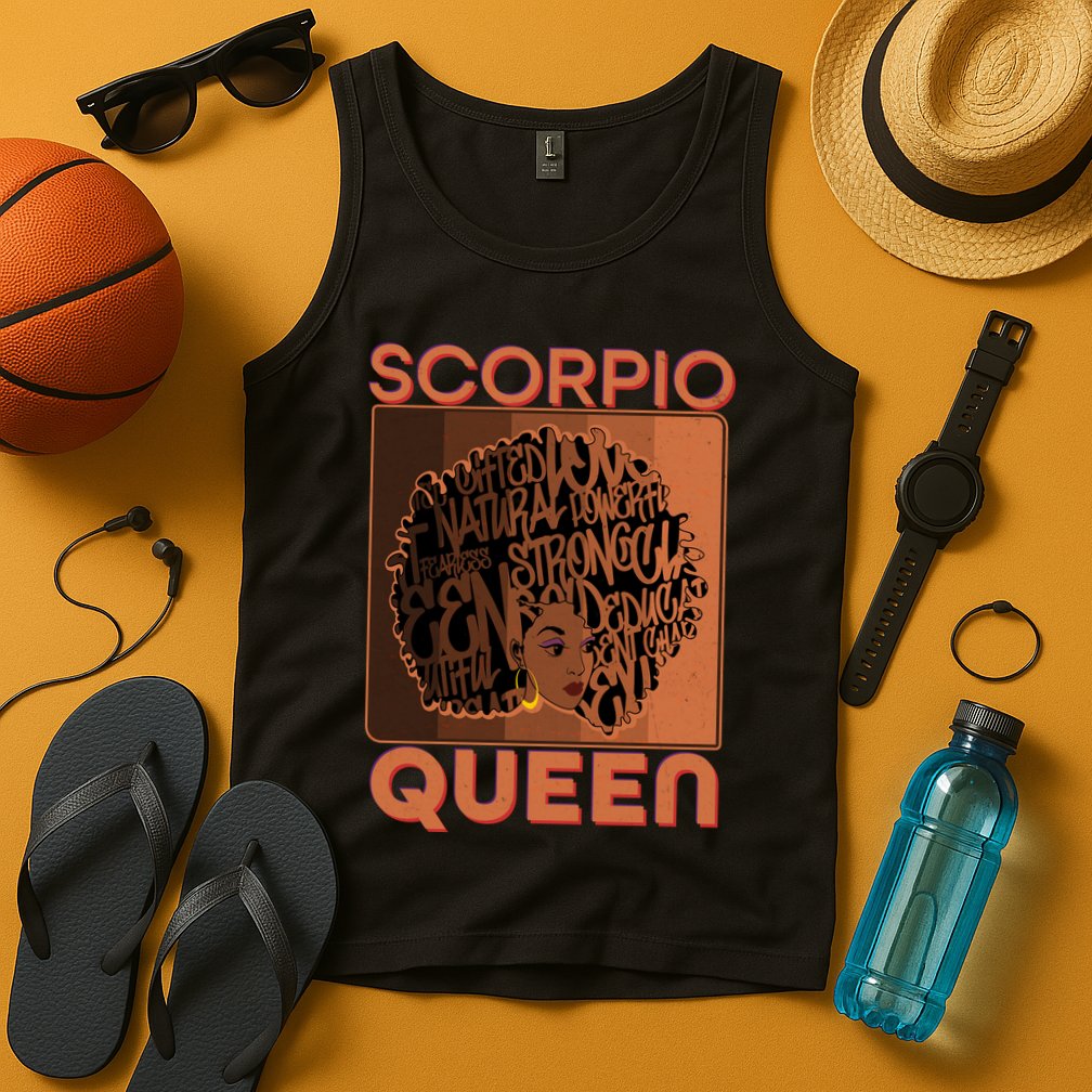 Cool Retro Scorpio Queen Afro Woman Tank Top