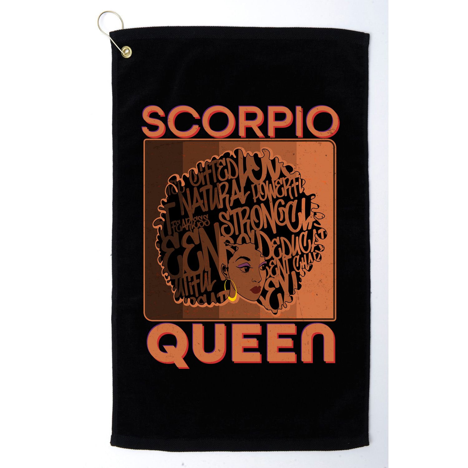 Cool Retro Scorpio Queen Afro Woman Golf Towel