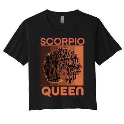 Cool Retro Scorpio Queen Afro Woman Women's Crop Top Tee