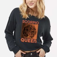 Cool Retro Scorpio Queen Afro Woman Cropped Pullover Crew