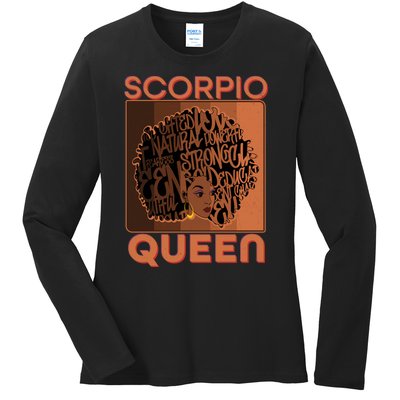 Cool Retro Scorpio Queen Afro Woman Ladies Long Sleeve Shirt