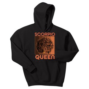 Cool Retro Scorpio Queen Afro Woman Kids Hoodie