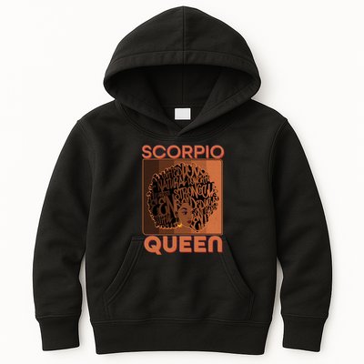 Cool Retro Scorpio Queen Afro Woman Kids Hoodie