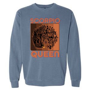 Cool Retro Scorpio Queen Afro Woman Garment-Dyed Sweatshirt