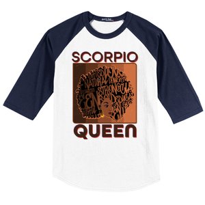 Cool Retro Scorpio Queen Afro Woman Baseball Sleeve Shirt