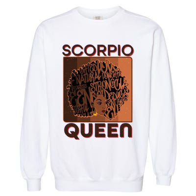 Cool Retro Scorpio Queen Afro Woman Garment-Dyed Sweatshirt