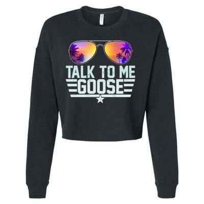 Cool Retro Talk To Me Goose Cropped Pullover Crew