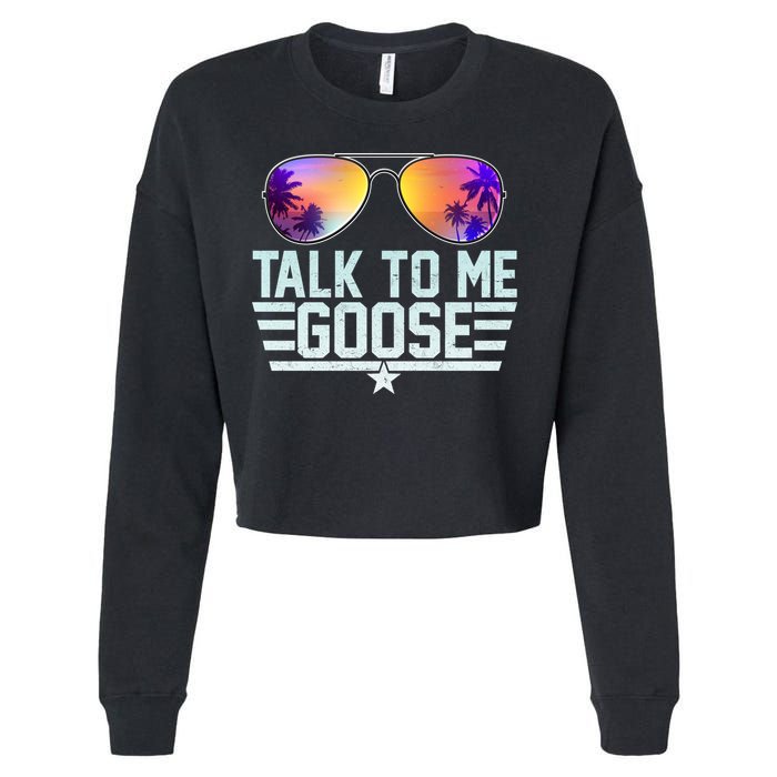 Cool Retro Talk To Me Goose Cropped Pullover Crew