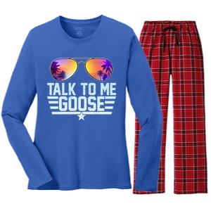 Cool Retro Talk To Me Goose Women's Long Sleeve Flannel Pajama Set 