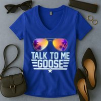Cool Retro Talk To Me Goose Women's V-Neck T-Shirt