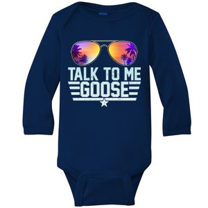 Cool Retro Talk To Me Goose Baby Long Sleeve Bodysuit