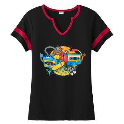 Cool Retro Tapes Ladies Halftime Notch Neck Tee