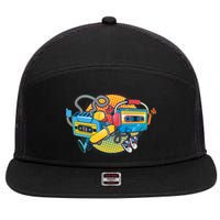 Cool Retro Tapes 7 Panel Mesh Trucker Snapback Hat