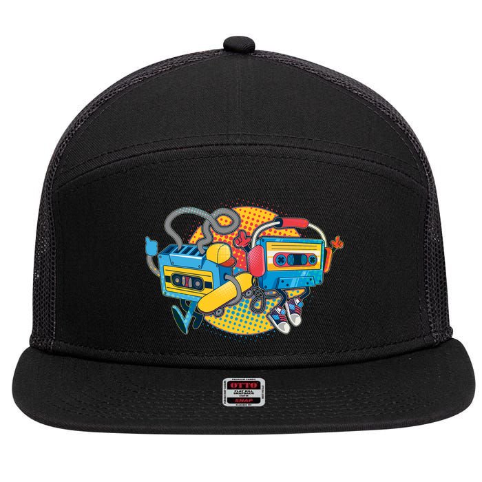 Cool Retro Tapes 7 Panel Mesh Trucker Snapback Hat