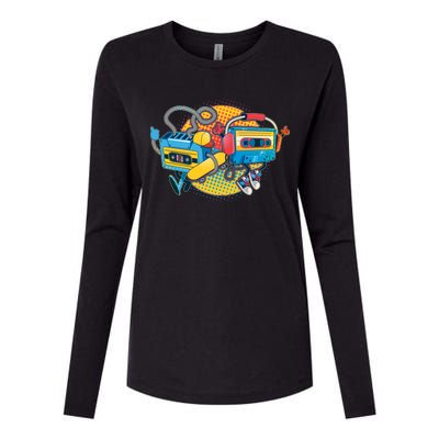 Cool Retro Tapes Womens Cotton Relaxed Long Sleeve T-Shirt