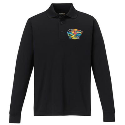 Cool Retro Tapes Performance Long Sleeve Polo