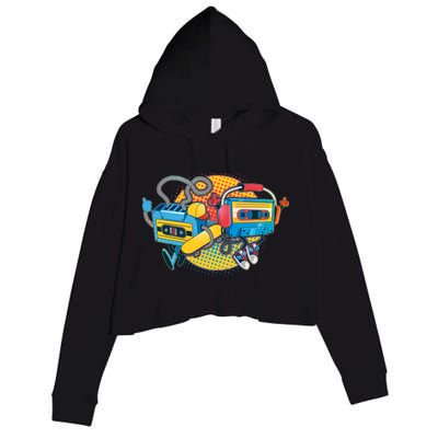 Cool Retro Tapes Crop Fleece Hoodie