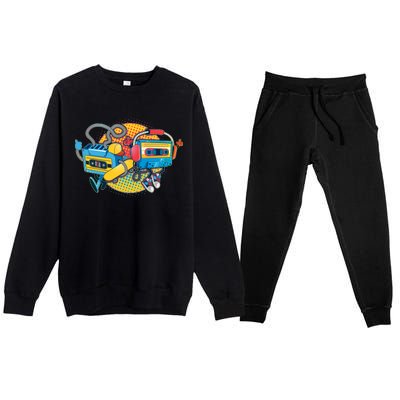 Cool Retro Tapes Premium Crewneck Sweatsuit Set