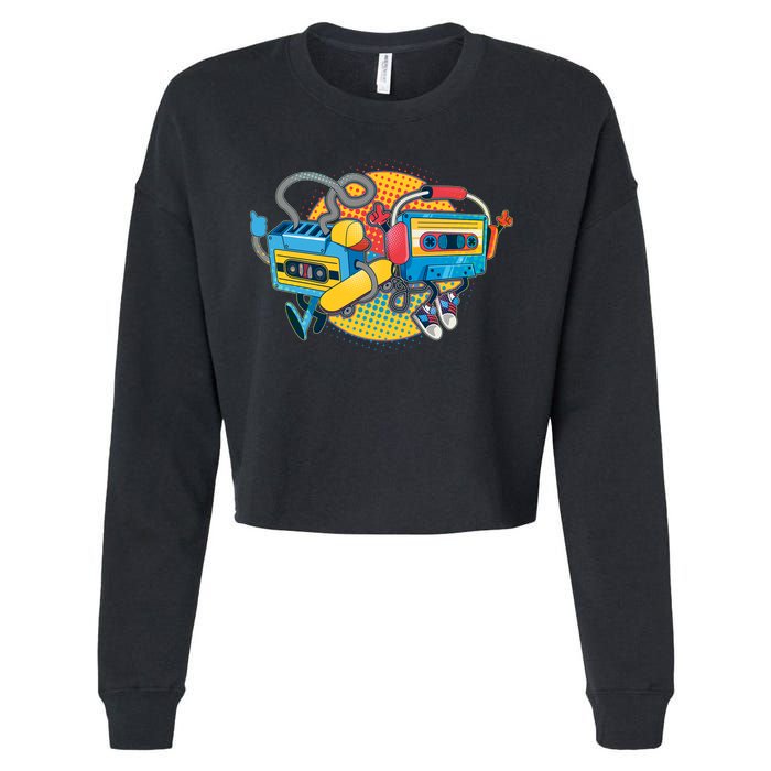 Cool Retro Tapes Cropped Pullover Crew