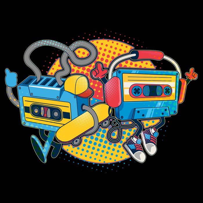 Cool Retro Tapes Cropped Pullover Crew